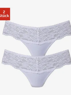 Beau string avec large ceinture de dentelle nuance