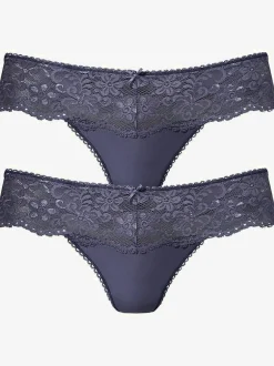 Beau string avec large ceinture de dentelle nuance