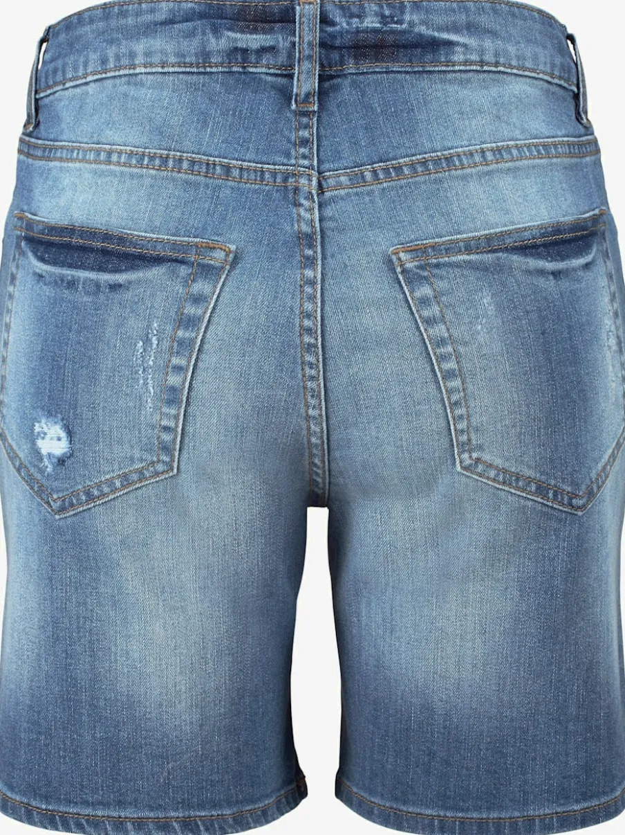 Bermudas en jean effet déchiré coupe cinq poches recyclé