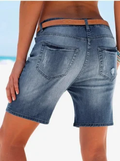 Bermudas en jean effet déchiré coupe cinq poches recyclé