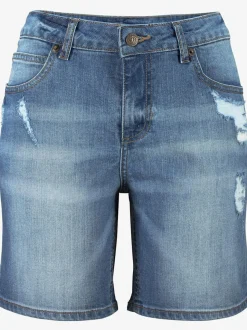 Bermudas en jean effet déchiré coupe cinq poches recyclé