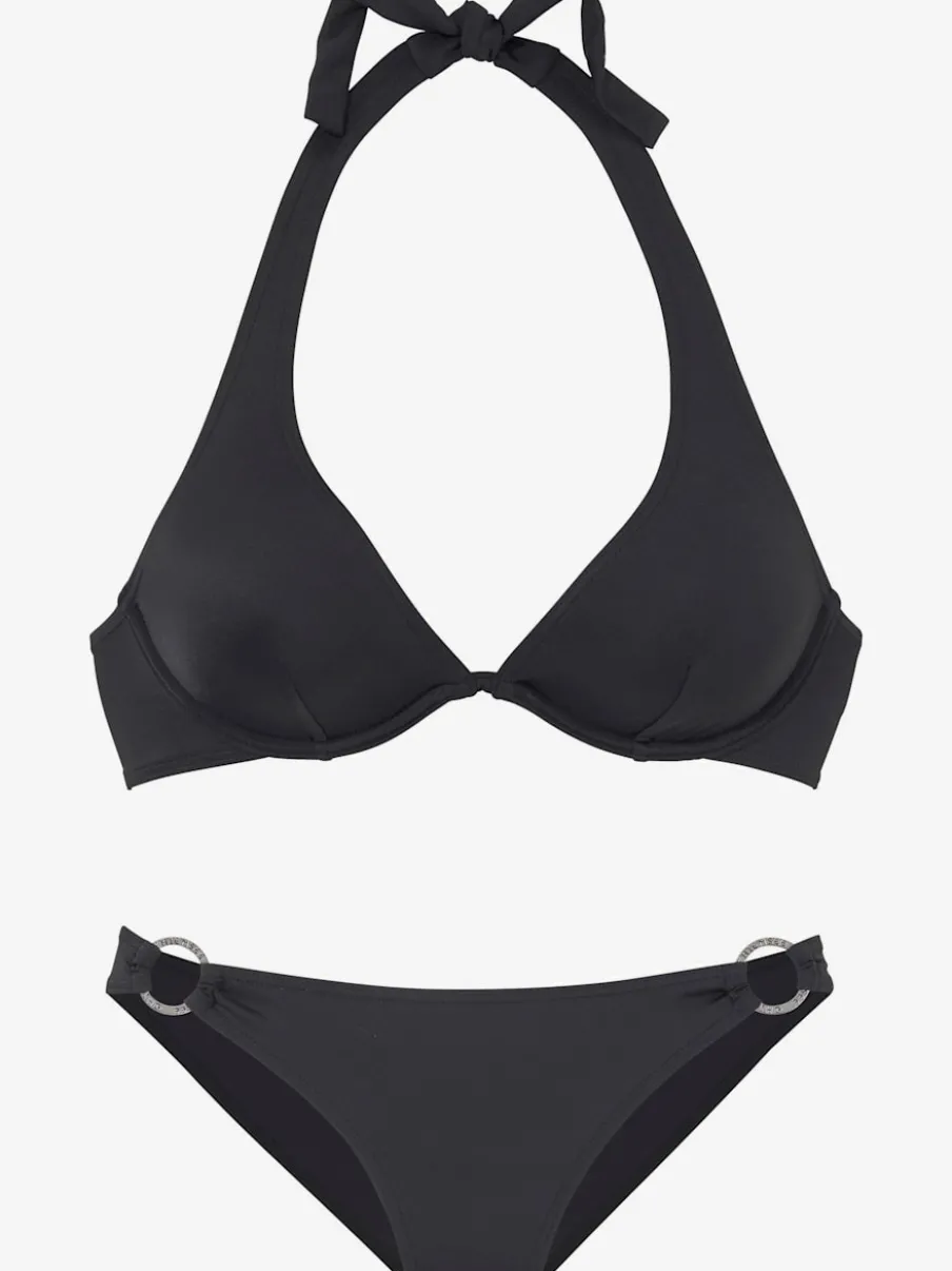 Bikini armatures à nouer dans le cou avec anneaux décoratifs