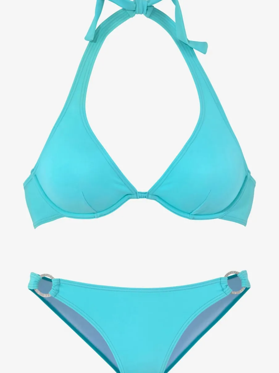 Bikini armatures à nouer dans le cou avec anneaux décoratifs