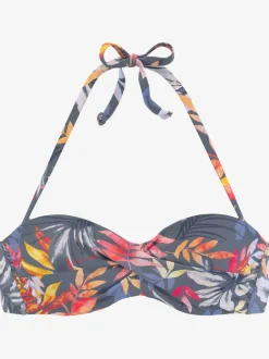 Bikini bandeau à armatures avec motifs floraux dynamiques