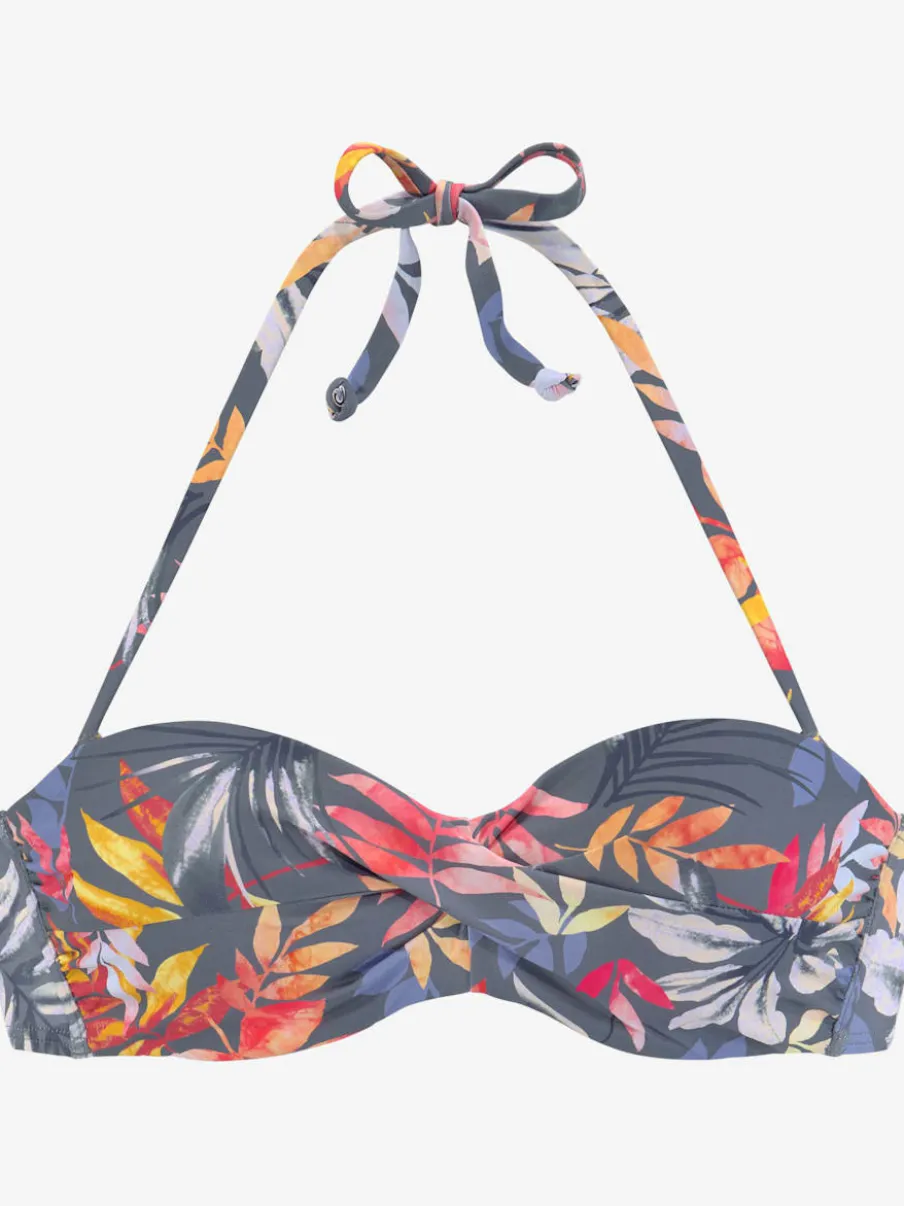 Bikini bandeau à armatures avec motifs floraux dynamiques