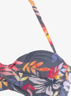 Bikini bandeau à armatures avec motifs floraux dynamiques