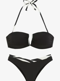 Bikini bandeau design uni avec détails contrastés modernes