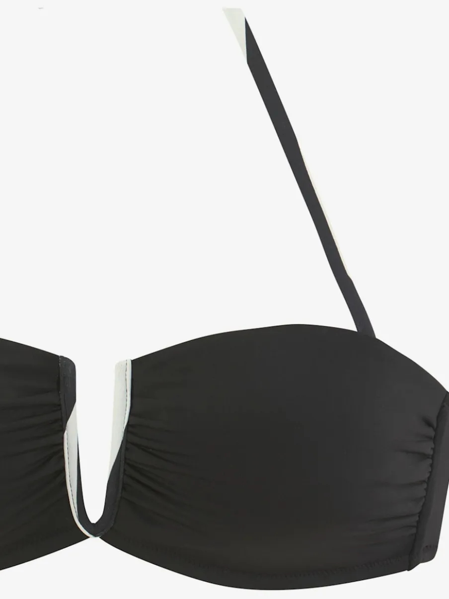 Bikini bandeau design uni avec détails contrastés modernes