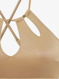 Bikini bustier avec bonnets amovibles et perles décoratives