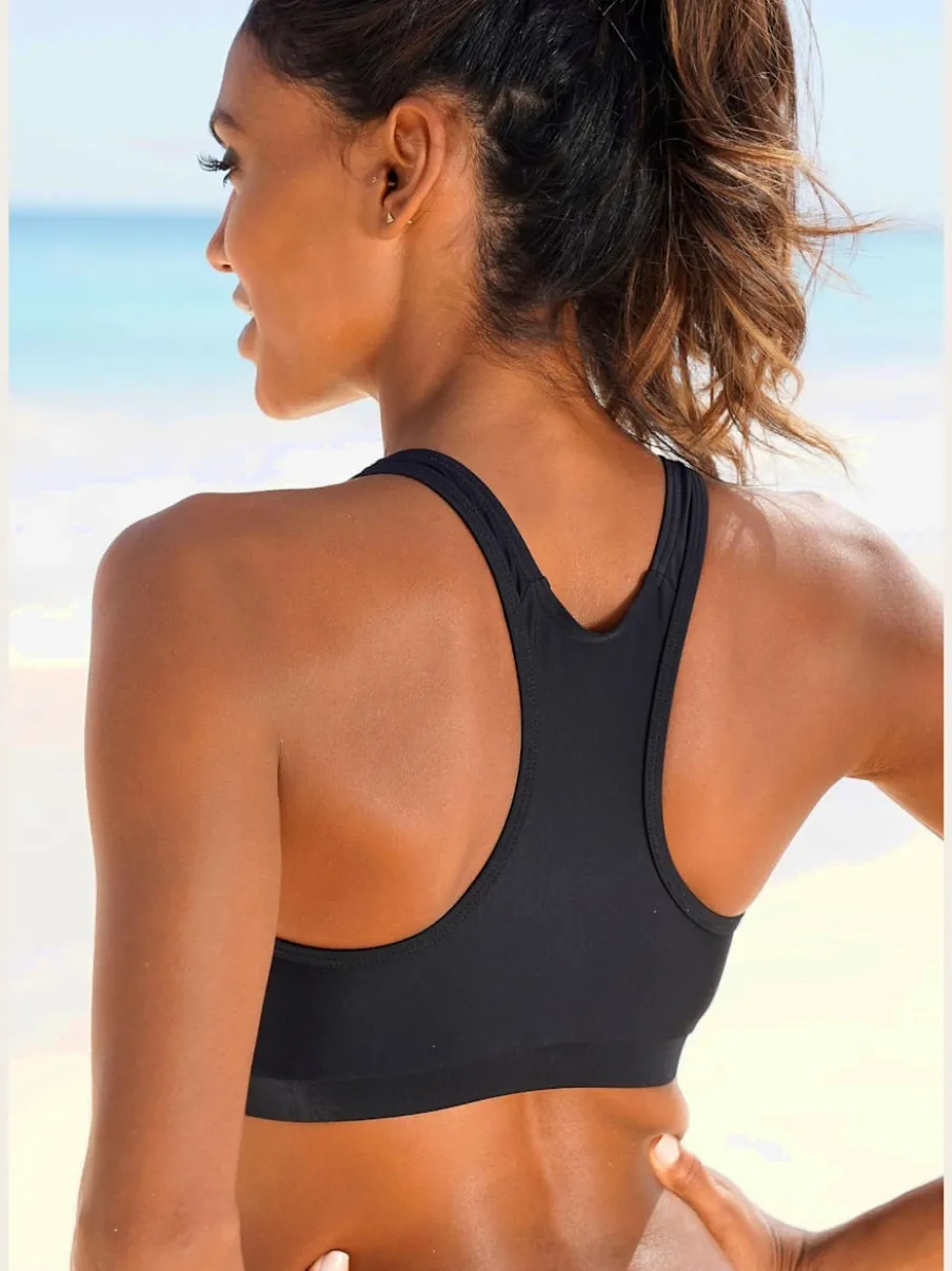 Bikini bustier imprimé caoutchouc avec dos nageur et élastique sous poitrine