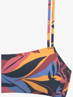 Bikini bustier imprimé feuilles avec finitions confortables et ajustables