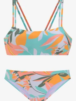Bikini bustier imprimé feuilles avec finitions confortables et ajustables