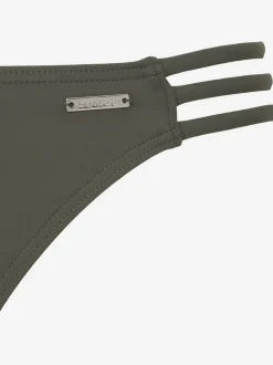 Bikini bustier uni avec bretelles croisées et bas assortis