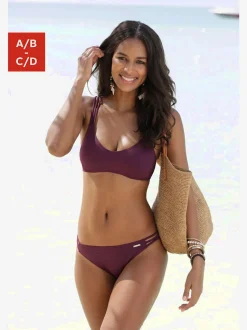 Bikini bustier uni avec bretelles croisées et bas assortis