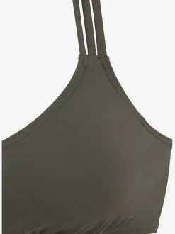 Bikini bustier uni avec bretelles croisées et bas assortis