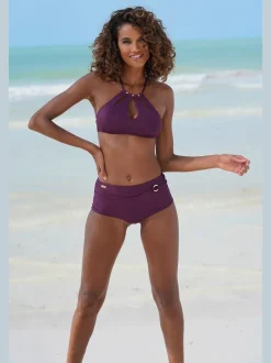 Bikini mini-short avec ceinture décorative et anneau brillant