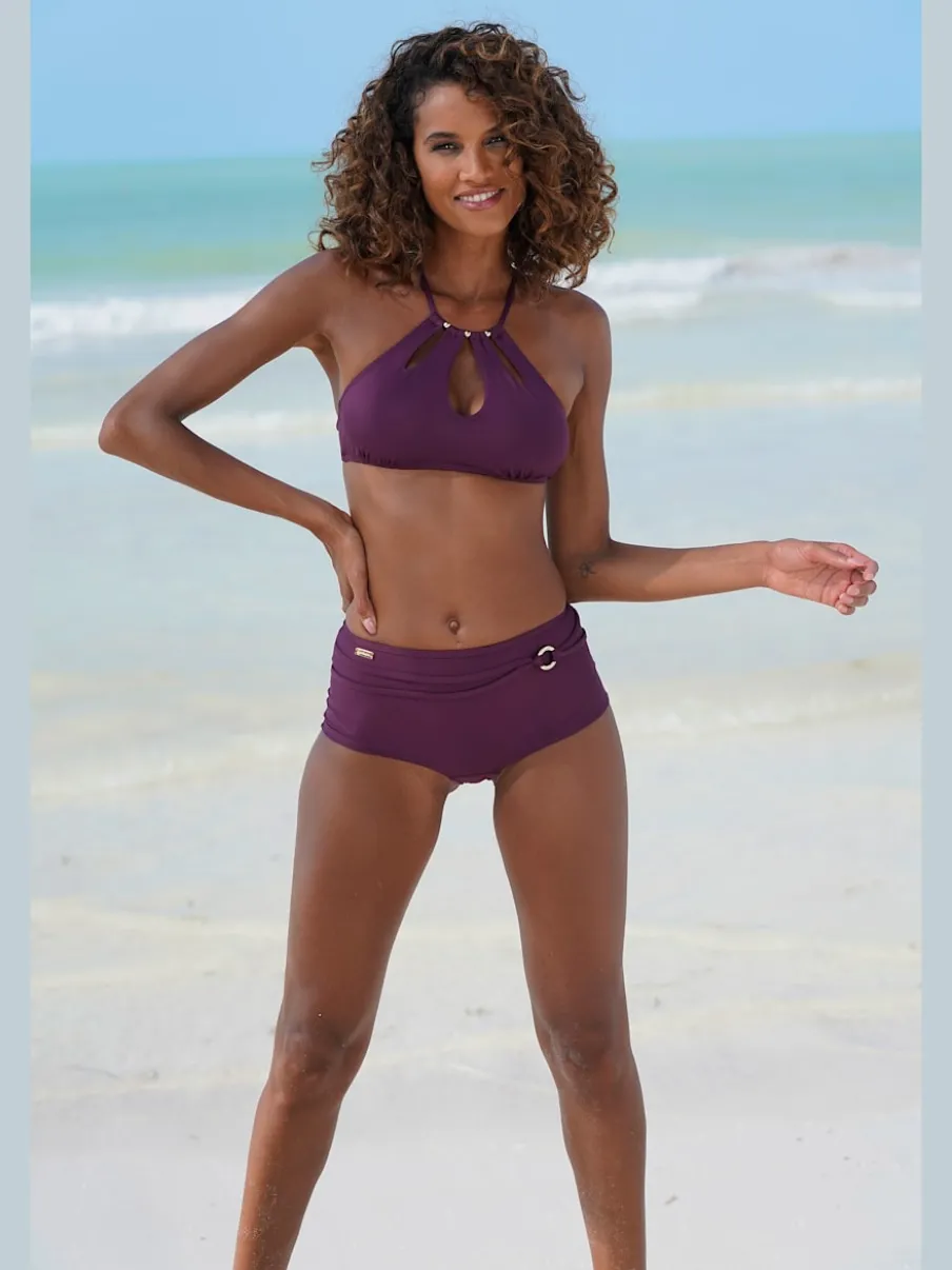 Bikini mini-short avec ceinture décorative et anneau brillant
