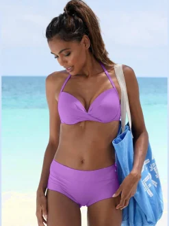 Bikini mini-short uni avec haut à triangle et qualité microfibre douce