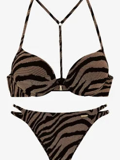 Bikini push-up avec matière structurée rayée et détails chic
