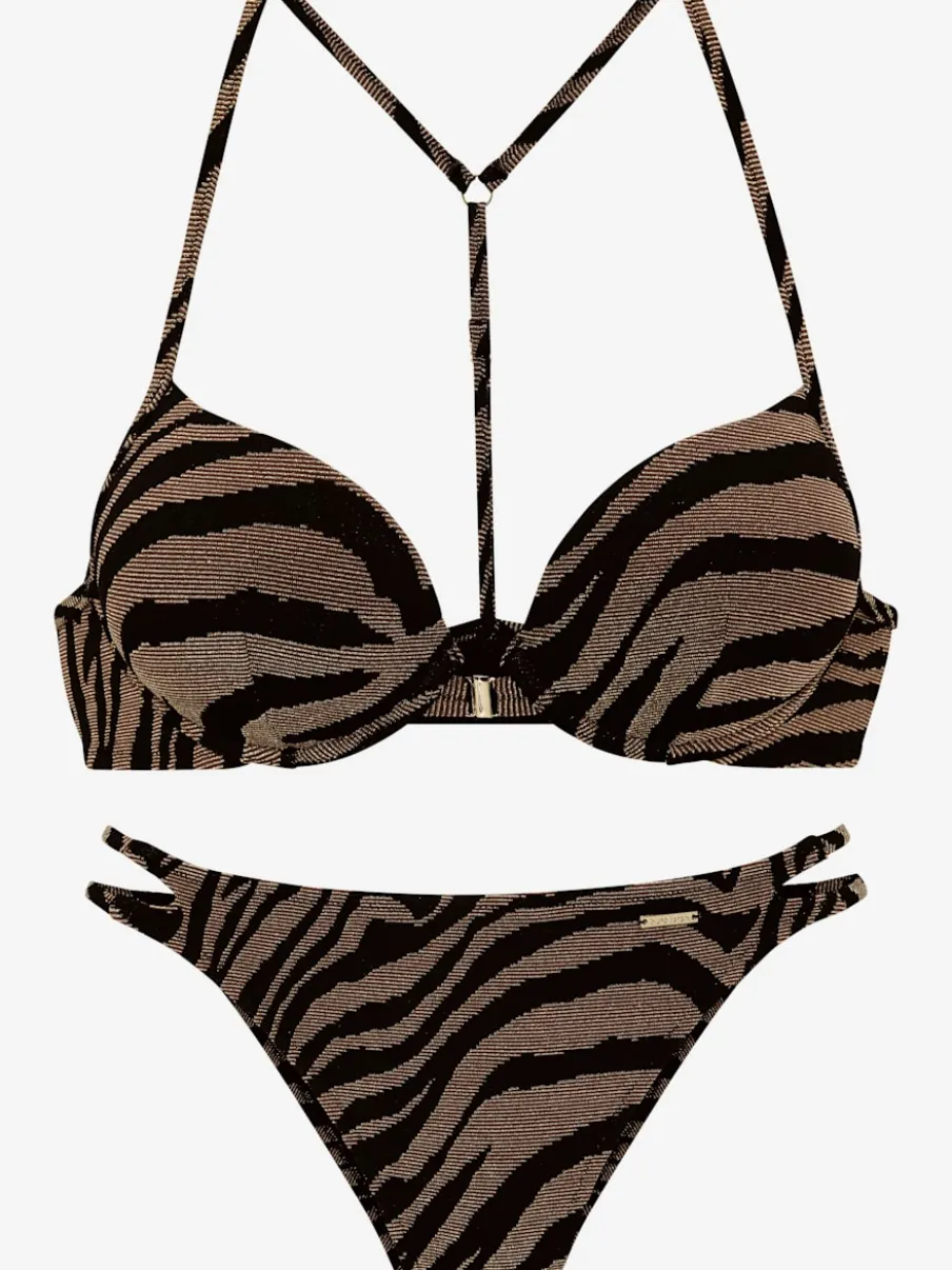 Bikini push-up avec matière structurée rayée et détails chic