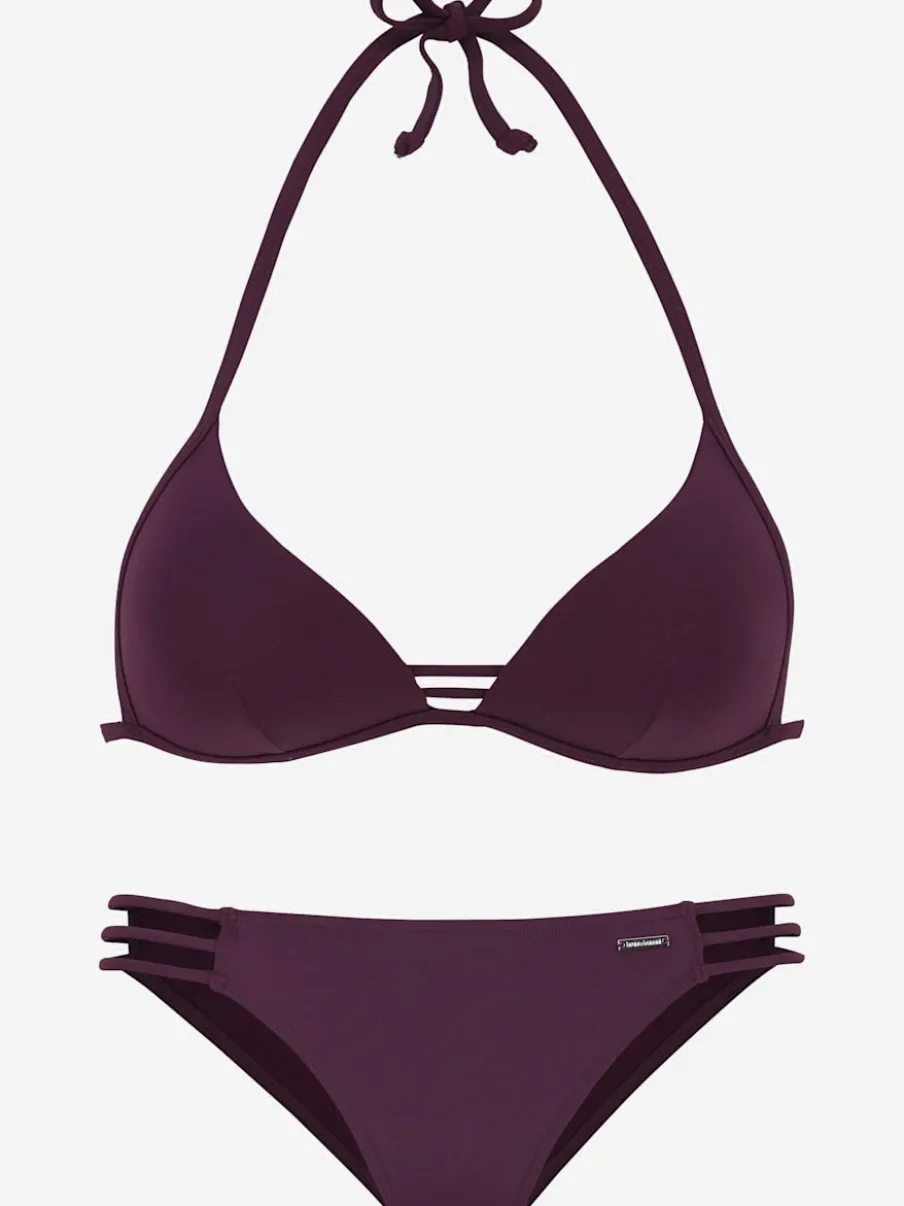 Bikinis triangle avec rubans décoratifs et bonnets rembourrés