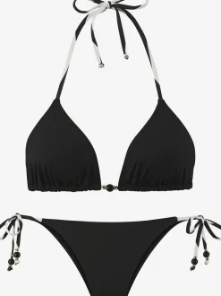 Bikinis triangle à nouer avec détails contrastés raffinés