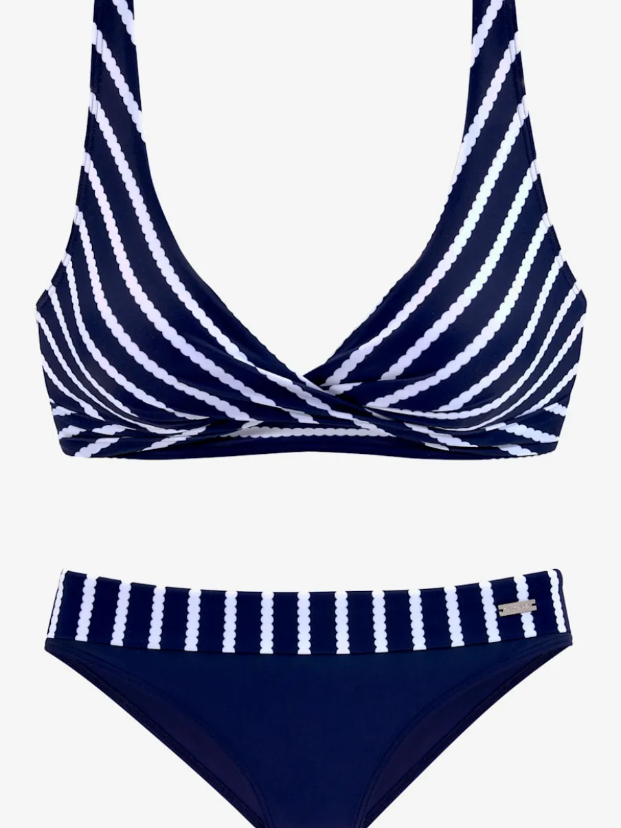 Bikinis triangle à rayures avec bonnets souples réglables