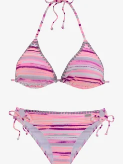 Bikinis triangles à rayures avec bonnets amovibles ajustables