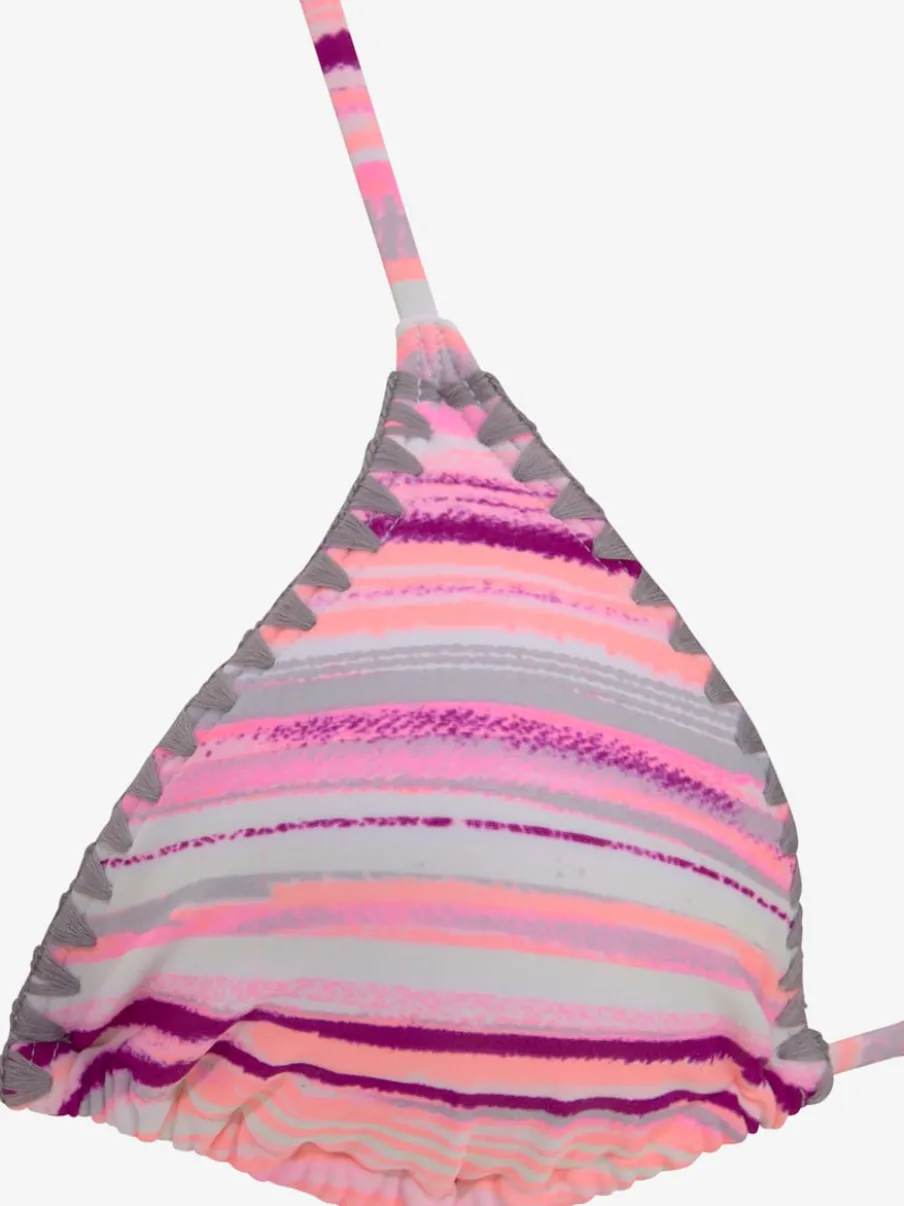 Bikinis triangles à rayures avec bonnets amovibles ajustables