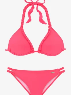Bikini triangle ajustable avec détails tressés et bonnets amovibles