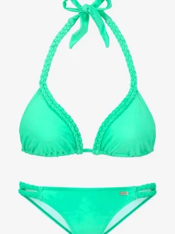 Bikini triangle ajustable avec détails tressés et bonnets amovibles