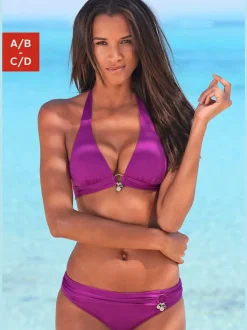 Bikini triangle avec bonnets amovibles et détails argentés