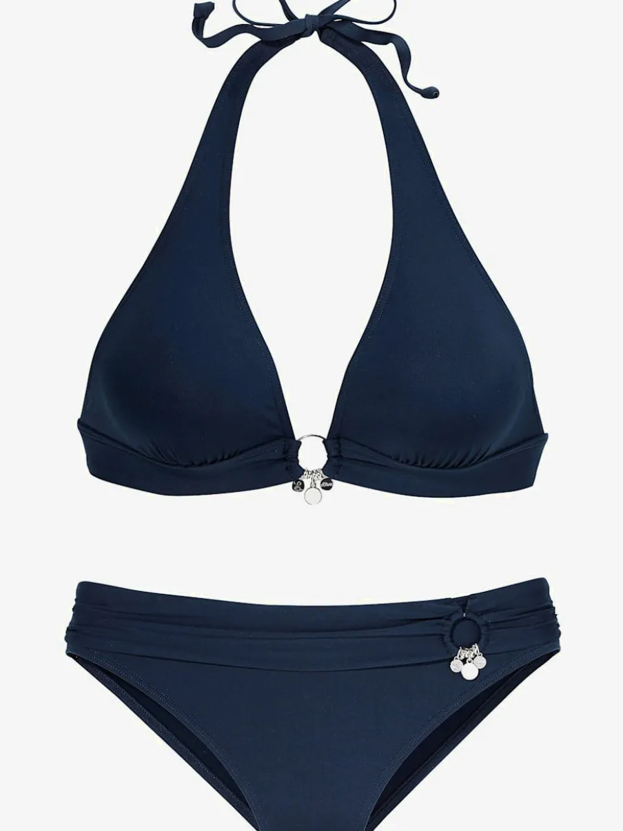 Bikini triangle avec bonnets amovibles et détails argentés
