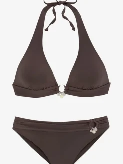 Bikini triangle avec bonnets amovibles et détails argentés