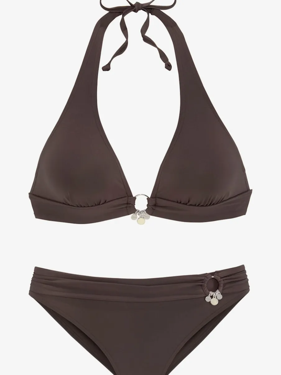 Bikini triangle avec bonnets amovibles et détails argentés