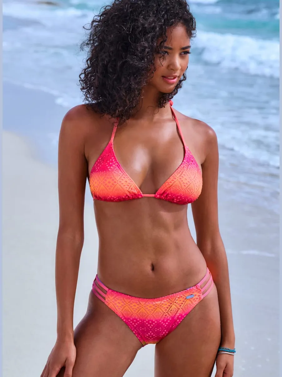 Bikini triangle avec dégradé de broderie ajourée et bretelles réglables