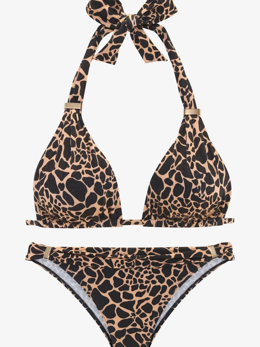 Bikini triangle avec imprimé animal et bonnets amovibles