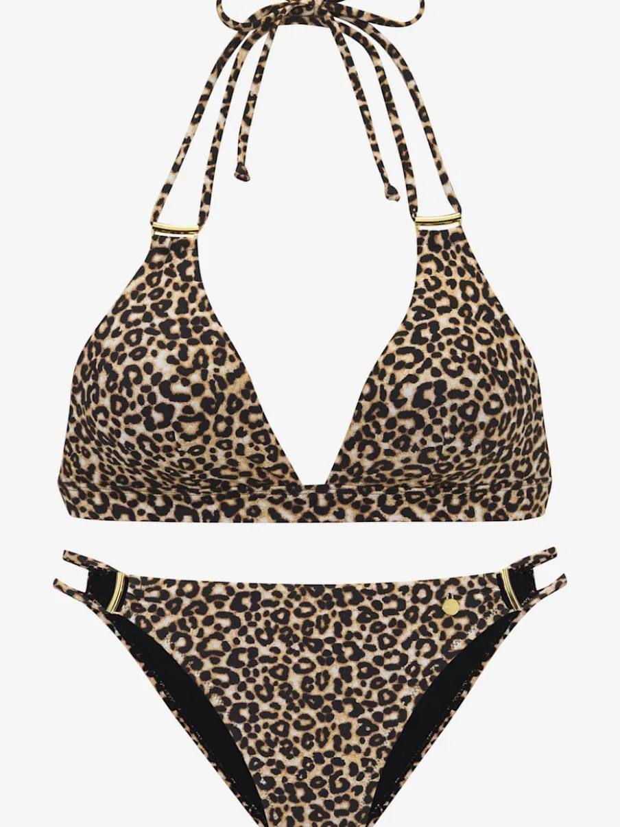 Bikini triangle avec imprimé léopard et bonnets amovibles