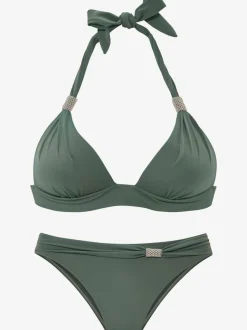 Bikini triangle avec jolies perles fantaisie et ceinture à revers