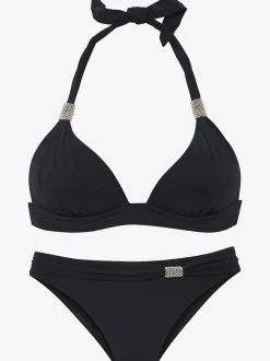 Bikini triangle avec jolies perles fantaisie et ceinture à revers