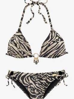 Bikini triangle avec liens sur les côtés et motif animal