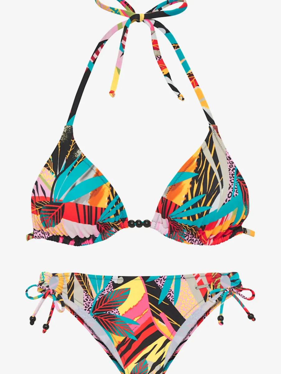 Bikini triangle avec motifs géométriques et tirants réglables