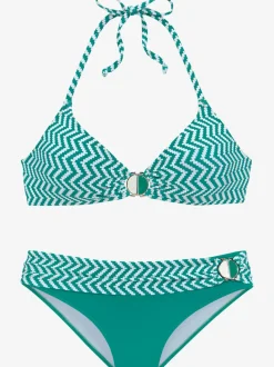 Bikini triangle avec motif zigzag et bonnets amovibles