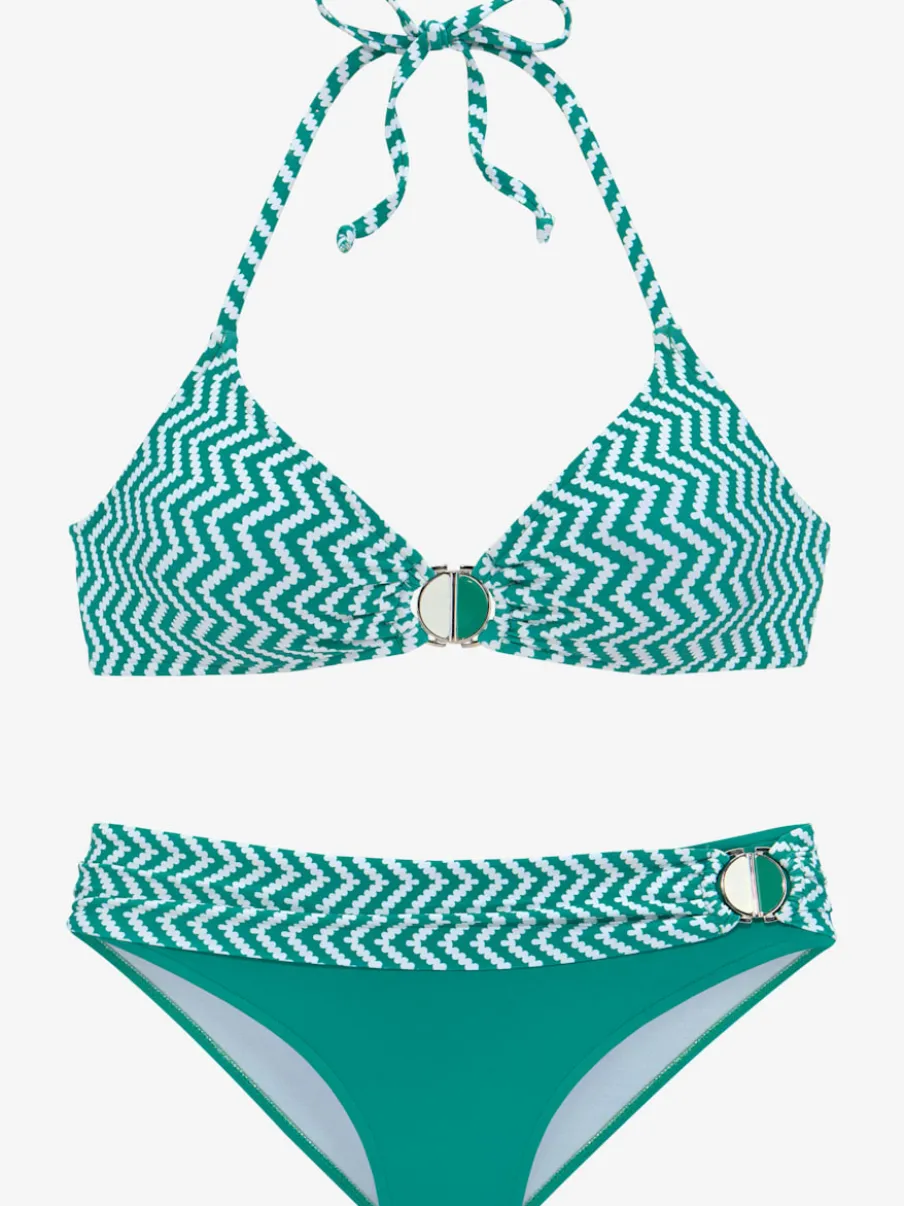 Bikini triangle avec motif zigzag et bonnets amovibles