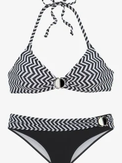 Bikini triangle avec motif zigzag et bonnets amovibles