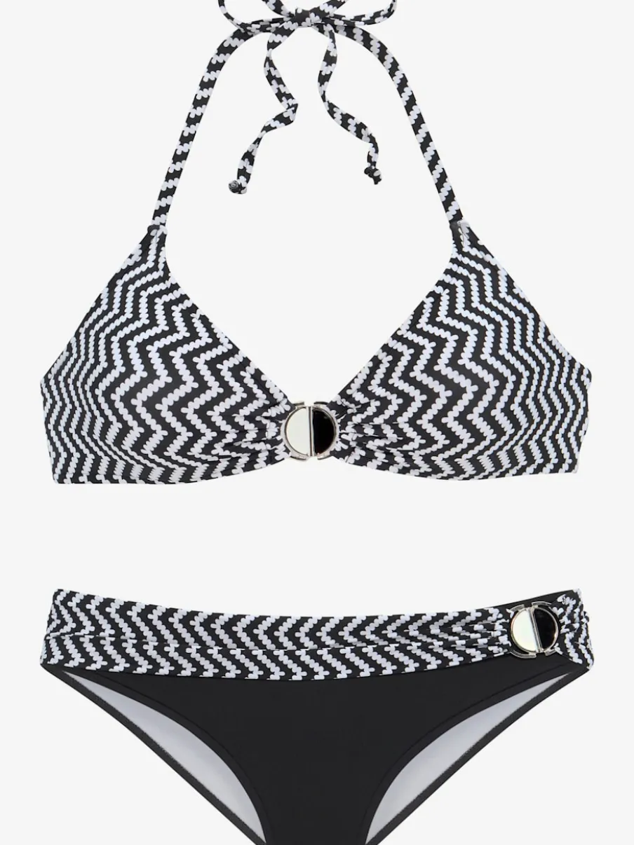 Bikini triangle avec motif zigzag et bonnets amovibles