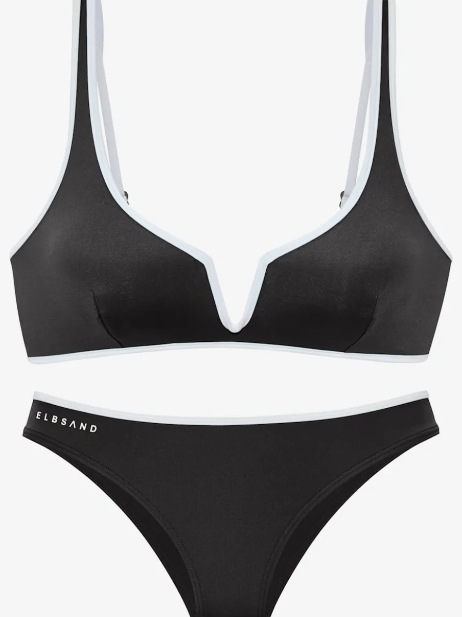 Bikini triangle avec passepoil contrasté et décolleté en V