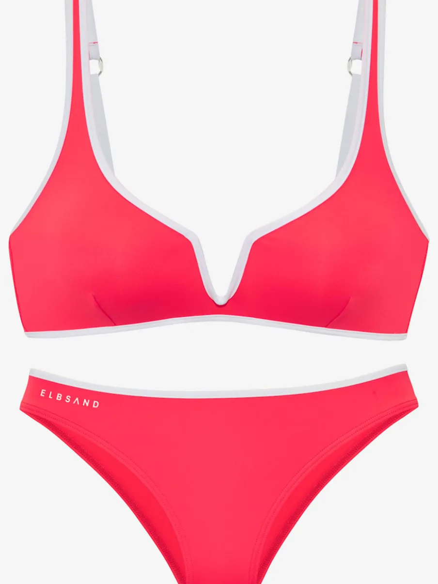 Bikini triangle avec passepoil contrasté et décolleté en V