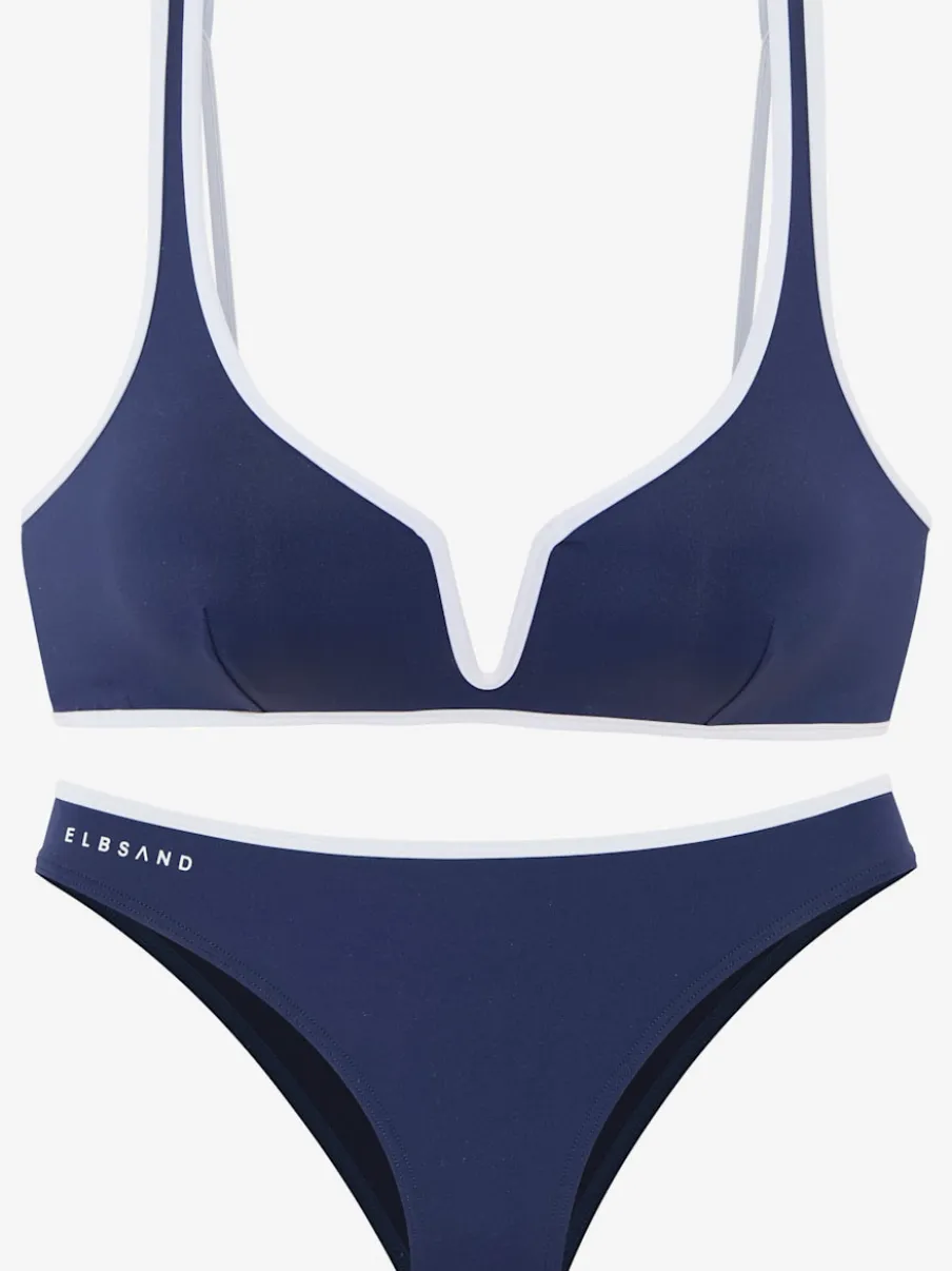 Bikini triangle avec passepoil contrasté et décolleté en V