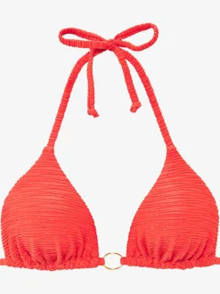 Bikini triangle en matière structurée avec détails brillants et anneau doré